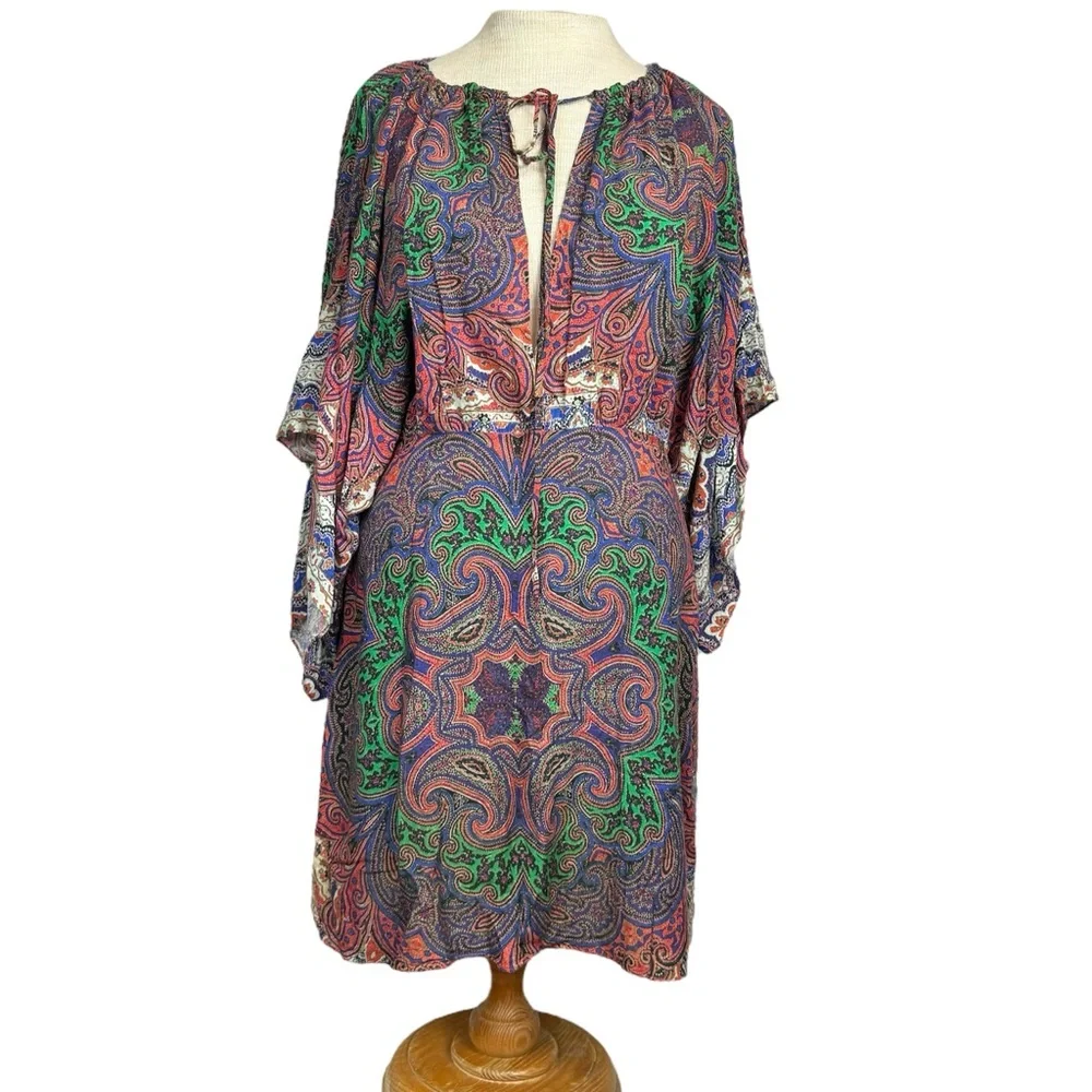 Farm Rio V-Neck Caftan Dress in Multicolor Paisley Print Size Medium - Picture 2 of 16